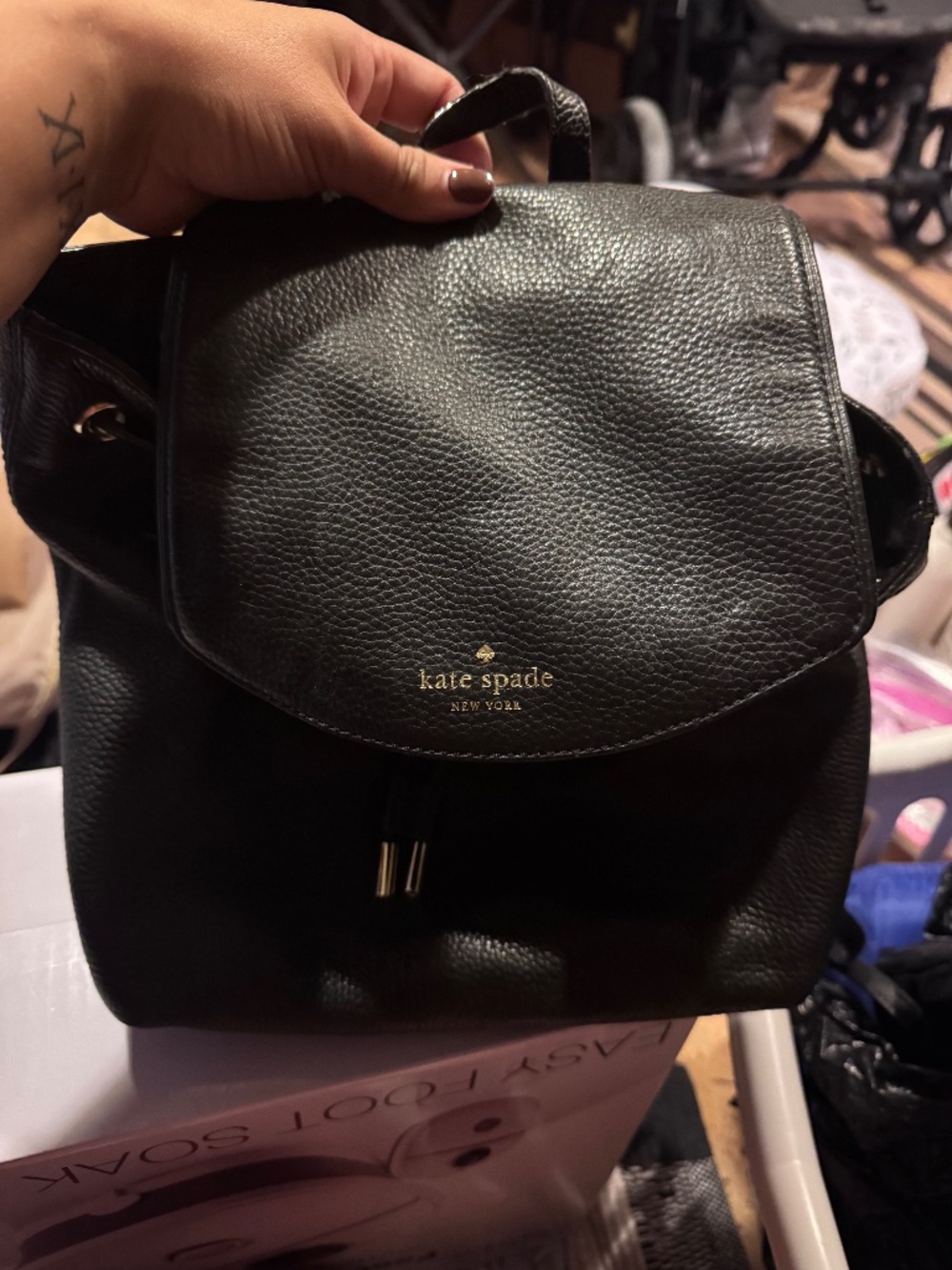 Kate Spade NY Mulberry Street Breezy Black Pebbled Leather Designer Backpack